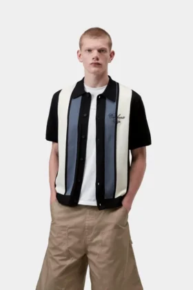 Camicia a maniche corte in maglia a righe Mello