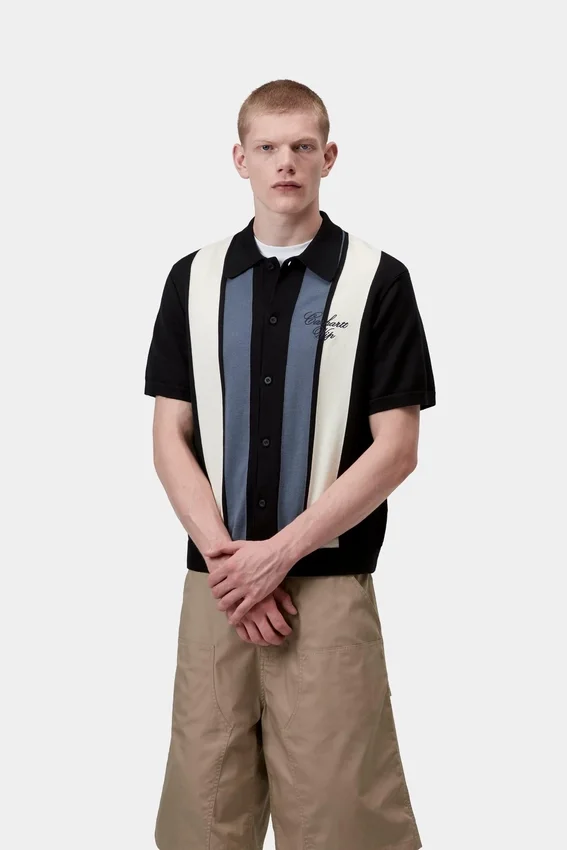 Camicia a maniche corte in maglia a righe Mello Camicia a maniche corte in maglia a righe Mello
