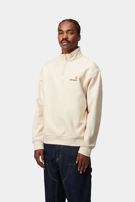 Felpa con mezza zip e scritta in stile American Script Felpa con mezza zip e scritta in stile American Script