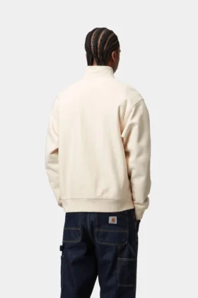 Felpa con mezza zip e scritta in stile American Script