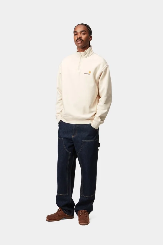 Felpa con mezza zip e scritta in stile American Script Felpa con mezza zip e scritta in stile American Script