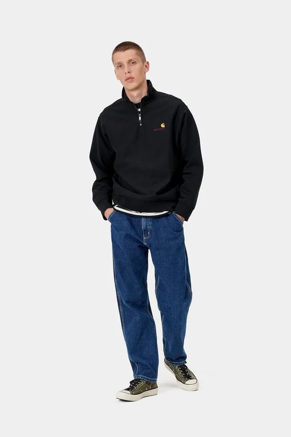 Felpa con mezza zip e scritta in stile American Script Felpa con mezza zip e scritta in stile American Script