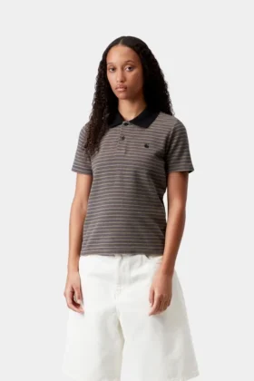 Polo a maniche corte Dion Stripe per donne in pantaloncini