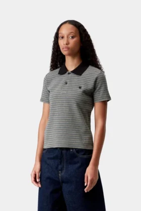 Polo a maniche corte Dion Stripe per donne in pantaloncini