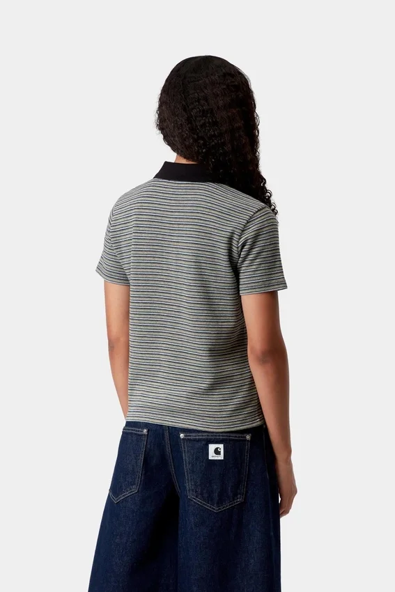 Polo a maniche corte Dion Stripe per donne in pantaloncini Polo a maniche corte Dion Stripe per donne in pantaloncini