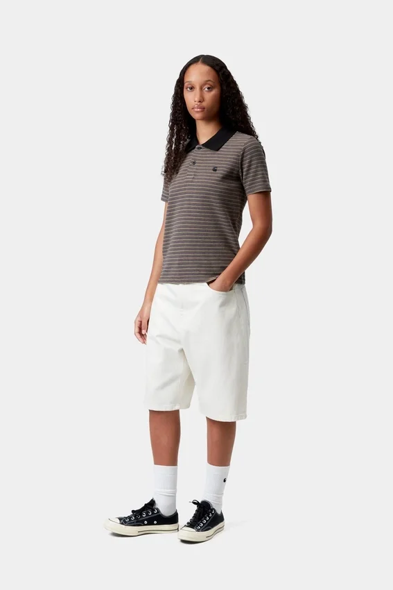 Polo a maniche corte Dion Stripe per donne in pantaloncini Polo a maniche corte Dion Stripe per donne in pantaloncini