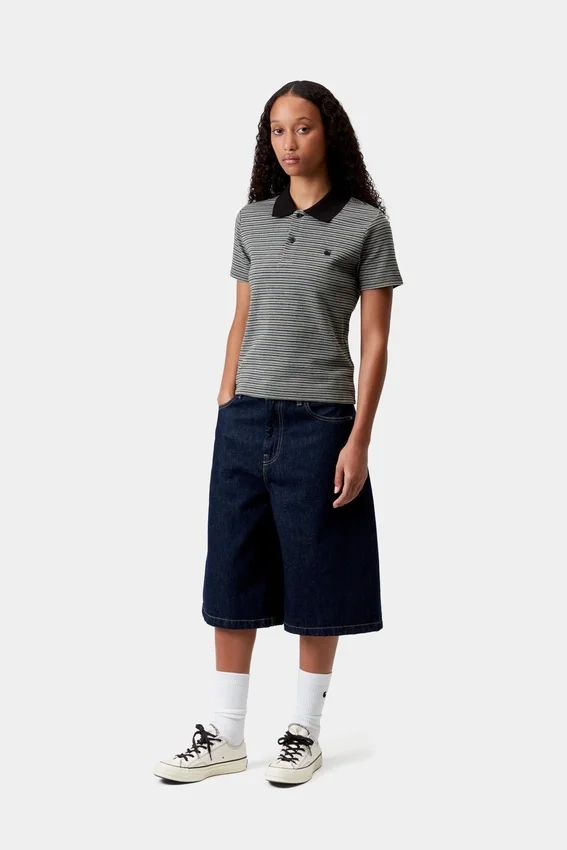 Polo a maniche corte Dion Stripe per donne in pantaloncini Polo a maniche corte Dion Stripe per donne in pantaloncini